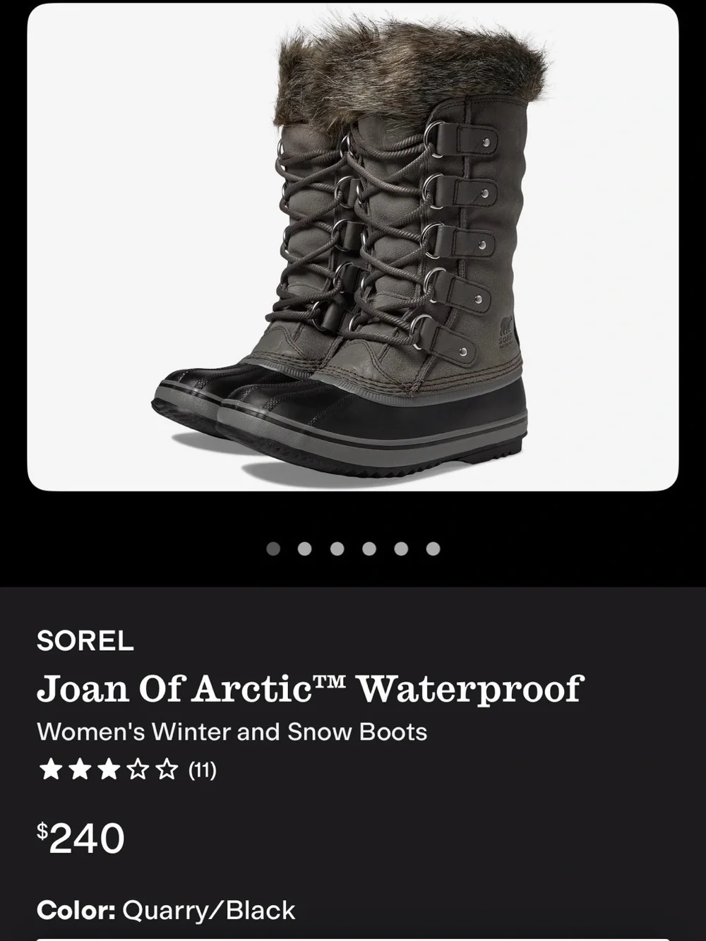 Sorel Black Faux Fur Boot Interior Label